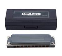 Blues Harp Harmonica Professional 10 trous Diatonic Mouthorgan Eb Key Instrument de musique pour artistes débutants Résine ABS Couvercle en acier inoxydable Bleu Blanc Noir Doré (Black)