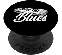 Blues Joueur D'Harmonicamusicien Orchestre Popsockets Popgrip- Support Et Grip Pour Smartphone/Tablette Avec Un Top Interchangeable