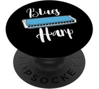 Blues Orchestremusicien Joueur D'Harmonica Popsockets Popgrip- Support Et Grip Pour Smartphone/Tablette Avec Un Top Interchangeable