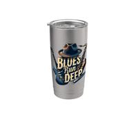 Blues Run Deep Musician's Vintage Gobelet isotherme en acier inoxydable double paroi