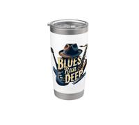 Blues Run Deep Musician's Vintage Gobelet isotherme en acier inoxydable double paroi