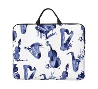 Blues Saxophone Piano Violoncelle Basse,Housse pour Ordinateur Portable 14 Pouces, Sacoche pour Ordinateur Portable, Mallette avec poignée