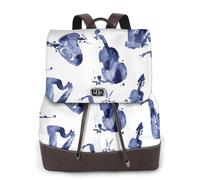 Blues Saxophone Piano Violoncelle Basse,Sac à dos imperméable pour femme, sac à dos de voyage léger en cuir PU tendance