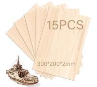 BLUESEABUY 15pcs 300 x 200 mm x 2 mm Contreplaqué Feuilles de Bois Plaque Bois pour Modèle Pyrogravure Bricolage Artisanate en Bois