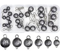 BLUESEABUY 24 Pièces Plombs de Pêche 3g/5g/7g/10g/12g/14g Poids Sinker Cheburashka en Plomb Avec Boîte pour Hameçons Offset et Pêche à la Ligne