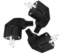BLUESEABUY 3 Pièces Fiches Schuko 16A 240V Prise Schuko Mâle avec Douille de Protection Anti-torsion Prise Electrique Male Convient pour câble 8-10MM Étanche IP22 Noir