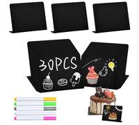 BLUESEABUY 30 Pièces Mini Tableau Noir et Ardoise Avec 5 Stylos pour Boulangerie, Décorations, Mariages, Buffet - 7,7 x 10 cm