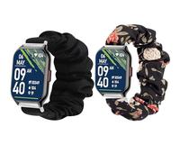 Blueshaweu Bracelet Compatible avec Don erton Smartwatch,en Tissu Imprimé Élastique Bracelet de Montre du ZOSKVEE P95 2,01" Pouces Smart Watch (2 Packs-Noir+Fleurs noires)