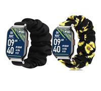 Blueshaweu Bracelet Compatible avec Don erton Smartwatch,en Tissu Imprimé Élastique Bracelet de Montre du ZOSKVEE P95 2,01" Pouces Smart Watch (2 Packs-Noir+Le tournesol)