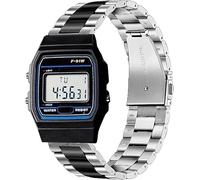 Blueshaweu Bracelet de montre de 18 mm, 20 mm, 22 mm, compatible avec Casio Watch, en acier inoxydable, compatible avec Casio MDV106-1AV / MDV107 / F-91W, 18mm, Silicone, Pas de gemme