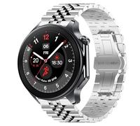 Blueshaweu Bracelet en métal de 22 mm compatible avec OnePlus Watch 3, bracelet réglable en acier inoxydable compatible avec OnePlus Watch 3, 2 46 mm / 2R / 1 montre intelligente (argenté)
