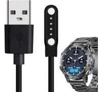 Blueshaweu Chargeur de montre intelligente LEMFO K52 4 broches USB magnétique 100 cm Compatible avec LEMFO, LIGE, SUNKTA/Linwear/EIGIIS/ATEVENSE/ESFOE/K52 1.39 Militaire (Noir)