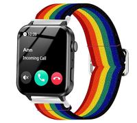 Blueshaweu Compatible Bracelet Compatible avec Blackview/IOWODO R30 Pro 1,85 Pouces Smart Watch,Bracelet Sport de en Nylon en Élastiques,Fermeture en acier inoxydable de haute qualité (Dark Rainbow)