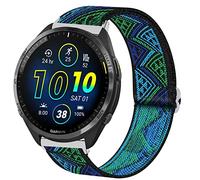 Blueshaweu Compatible Bracelet Compatible avec Garmin Forerunner 965/Forerunner 265 46MM Smartwatch,Bracelet Sport de en Nylon en Élastiques,Fermeture en acier inoxydable de qualité (schéma directeur)
