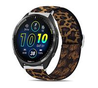 Blueshaweu Compatible Bracelet Compatible avec Garmin Forerunner 965/Forerunner 265 46MM Smartwatch,Bracelet Sport de en Nylon en Élastiques,Fermeture en acier inoxydable de haute qualité (Léopard)