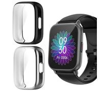 Blueshaweu Coque de protection fine en TPU souple et anti-rayures pour montre connectée Ruimen H1 4,7 cm (noir + argent)