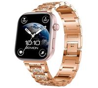 Blueshaweu GTX12 Bracelet de rechange réglable en métal avec strass pour montre intelligente Fitpolo, Enomir, Tensky GTX12/uaue, QXQ, QCOQ T60