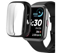 Blueshaweu ID208 Plus Coque souple en TPU avec protecteur d'écran Compatible avec montre intelligente Quican/Enomir/Tensky/Fitpolo/Aeac/WMK/Konitee/VRPEFIT ID208 Plus Noir