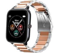 Blueshaweu Métal Compatible avec Blackview R3 Pro Smartwatch,Bracelet en Acier Inoxydable Compatible avec Bracelet Blackview R3 Pro/IOWODO R3 Pro 1,69" Smartwatch (Argent-or rose)