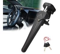 Blueshyhall Antivol de volant de voiture - Pour charges lourdes - Avec 2 clés - En cuir synthétique noir - Protection antivol - Anti-démarrage