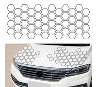Blueshyhall Autocollant pour voiture, motif nid d'abeille, 48 pièces, avec motif nid d'abeille Honeycomb, décoration pour voiture, amusant, grand, pour capots de voiture, côtés, coffre (noir brillant
