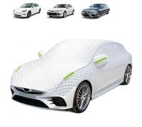 Blueshyhall Bâche de voiture, demi-bâche d'hiver, renforcée à 4 couches, protection contre la grêle, en tissu imperméable, coupe-vent, protection contre la neige et le gel, demi bâche avec miroir et