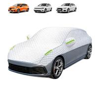 Blueshyhall Bâche de voiture - Demi-bâche d'hiver renforcée à 4 couches - Protection contre la grêle - En tissu imperméable - Coupe-vent - Protection contre la neige et le gel - Demi-bâche avec miroir