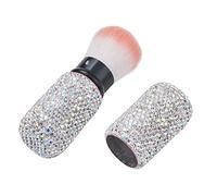 Blueshyhall Bling Pinceaux Maquillages avec Strass, Makeup Brushes Rétractable pour Blush Creme/Fond de Tein/Poudre, Pinceaux Maquillages Fluffy de Voyage avec Rangement (Blanc)