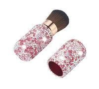 Blueshyhall Bling Pinceaux Maquillages avec Strass, Makeup Brushes Rétractable pour Blush Creme/Fond de Tein/Poudre, Pinceaux Maquillages Fluffy de Voyage avec Rangement (Rose)