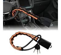Blueshyhall Ceinture de sécurité antivol universelle pour volant de voiture - Avec bandes réfléchissantes orange en câble d'acier avec 3 clés - Verrouillage automatique jusqu'à 43 cm