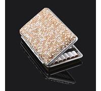Blueshyhall Étui à Cigarettes Scintillant avec Strass Brillant Diamant pour 14 Cigarettes, Boîte à Cigarettes Métal Petit Élégant, Bling Bling Cigarette Case Slim et Plate pour Femme Homme (Jaune)