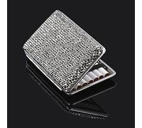 Blueshyhall Étui à Cigarettes Scintillant avec Strass Brillant Diamant pour 14 Cigarettes, Boîte à Cigarettes Métal Petit Élégant, Bling Bling Cigarette Case Slim et Plate pour Femme Homme (Noir)