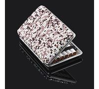 Blueshyhall Étui à Cigarettes Scintillant avec Strass Brillant Diamant pour 14 Cigarettes, Boîte à Cigarettes Métal Petit Élégant, Bling Bling Cigarette Case Slim et Plate pour Femme Homme (Violet)