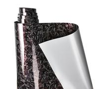 Blueshyhall Film de voiture en carbone forgé noir avec rouge et gris brillants, film d’habillage de voiture en carbone avec motifs brillants, film de tuning décolorant pour intérieur et extérieur avec