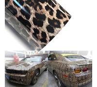 Blueshyhall Film de Voiture Léopard, Vinyle Wrap Brillant, Film de Covering Camouflage Léopard avec Autocollant et Canaux d'air, Vinyl Wrapping Motif Étanche pour Auto Moteur Vélo (75 x 152 cm)