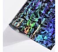 Blueshyhall Film de Voiture Motif, Film Auto Carbone Noir et Argent Réflecteur avec Effet Arc-en-Ciel, Film Car Wrapping Adhésif Imperméable, Film Multicolore pour Voiture Motor Vélos (30 x 152 cm)