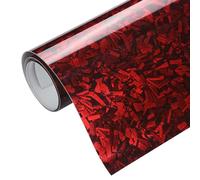 Blueshyhall Film pour Voiture Covering Carbone Forgé Rouge Brillant, Vinyle Film de Voiture avec Motif Camouflage, Vinyle Wrap de Auto Autocollant Étanche pour Auto, Moto, Vélo Tuning (30 x 152 cm)