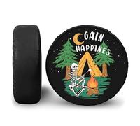 Blueshyhall Housse de roue de secours avec motif de camping squelette mort, 1 housse de roue de secours étanche à la poussière en cuir synthétique pour voiture tout-terrain, SUV, caravane (15 pouces /