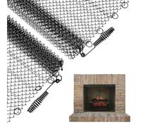 Blueshyhall Lot de 2 rideaux de cheminée en métal à suspendre - Filet de protection contre les étincelles - Protection contre les braises avec poignées pour cheminées ouvertes - Accessoires de