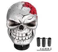 Blueshyhall Pommeau de Levier de Vitesse de Tête de Mort/Crâne, Sans Cerveau skull Couvercle Universel pour Pommeau de Levier de Vitesse de Voiture avec 3 Adaptateurs pour Voiture (Argent)