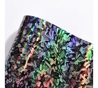 Blueshzhall Film auto en carbone forgé avec effet arc-en-ciel, Film de wrapping auto noir argent holo, Film de tuning multicolore intérieur extérieur étanche avec canaux d'air, Film vinyle auto