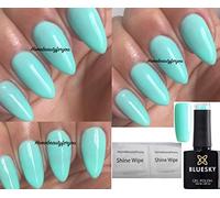 Bluesky A103 Vernis à ongles Gel, semi-permanent séchage lampe UV ou LED, 10 ml, ciel pastel turquoise clair menthe, 2 lingettes brillance Luvlinail incluses