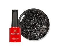 Bluesky Abyss VIP03 Vernis à ongles gel noir à paillettes fines foncé résistant à l'écaillage 5 ml (nécessite un séchage sous une lampe UV LED)