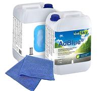 blueSky AdBlue® Lot de 2 bouteilles de 10 l avec bec verseur et chiffon microfibre Bleu 38 x 38 cm 220 GSM