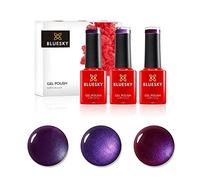 BLUESKY Gel Nail Polish, Ensemble vernis semi permanent - Purples. Purple Grape 80551, Lilac Sparkle A064, Violette Sparkle 80543. 3 X 5Ml. Violet