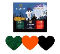 Bluesky Kids Nail Varnish Set - Collection Halloween Black, vert, orange, pelage facile, à base d'eau, vernis à ongles sans odour pour les enfants, coffret cadeau, 3 x 5 ml avec autocollants
