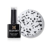 BLUESKY Vernis à ongles gel, effet coquille d'œuf moucheté, transparent, couche de finition mate, 10 ml, finition mate, transparent avec pièces noires (nécessite un durcissement sous lampe UV/LED)