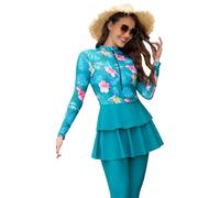 BlueSnow Long-Sleeve Swimwear for Women Modest Swimsuits Girls Beachwear Plus Size Burkini(L, E1)