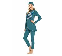 BlueSnow Women Burkini Swimsuit Modest Swimwear Islamic Long Sleeve Full Cover Plus Size Bathing Suit(L, Y4)