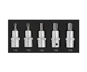 BlueSpot Tools 1505 Lot de 5 embouts Torx 1/2" (T45-T70) (mousse EVA)